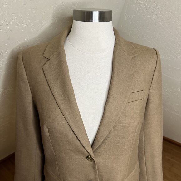J Crew Blazer Size 6 Camel Tan Wool Original Schoolboy Double Button Preppy - Picture 4 of 13